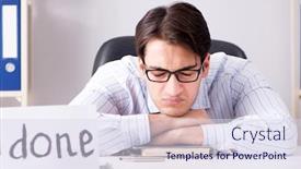  Presentation with deliver - Amazing theme having businessman-failing-to-deliver backdrop and a sky blue colored foreground