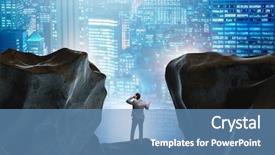  Presentation with gap - Presentation design enhanced with businessman fallen to the gap background and a teal colored foreground