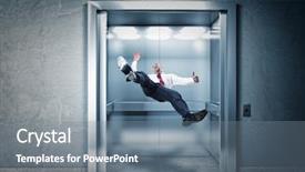  Presentation with elevator - PPT layouts consisting of businessman falling in modern elevator background and a gray colored foreground