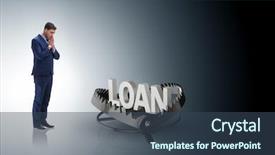  Presentation with sme banking loan - Amazing PPT theme having businessman falling into the trap backdrop and a ocean colored foreground