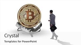  Presentation with cryptocurrency - Beautiful presentation theme featuring businessman falling into the trap backdrop and a white colored foreground
