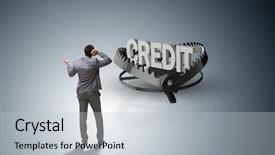  Presentation with credit and collection - Audience pleasing slides consisting of businessman falling into the trap backdrop and a light gray colored foreground