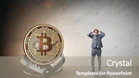  Presentation with cryptocurrency - Cool new presentation with businessman falling into the trap backdrop and a gray colored foreground