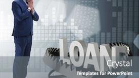  Presentation with loan - Beautiful PPT layouts featuring businessman falling into the trap of loan credit backdrop and a gray colored foreground