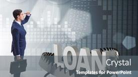  Presentation with loan - Presentation consisting of businessman falling into the trap of loan credit background and a gray colored foreground