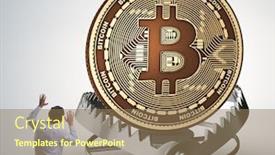  Presentation with cryptocurrency - Presentation design with businessman falling into the trap of bitcoin cryptocurrency background and a coral colored foreground