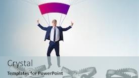  Presentation with parachute - Theme enhanced with businessman-falling-into-trap background and a light blue colored foreground