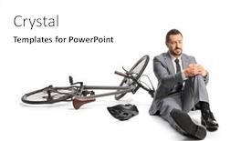  Presentation with knee - Slide set featuring businessman-falling-off-a-bicycle background and a white colored foreground