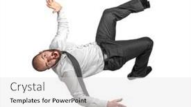 Presentation with falling line - Presentation theme with businessman-falling-scared-expression-isolated background and a light gray colored foreground