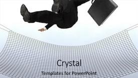  Presentation with net - Amazing slides having businessman falling the sky backdrop and a light gray colored foreground