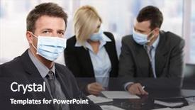  Presentation with h1n1 - Cool new theme with businessman fearing h1n1 swine flu backdrop and a dark gray colored foreground