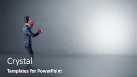  Presentation with boxing - Beautiful presentation theme featuring businessman-fighting-with-boxing-gloves backdrop and a gray colored foreground