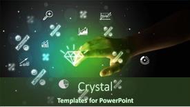  Presentation with multimedia - Theme with businessman-finger-touching-on-screen background and a tawny brown colored foreground