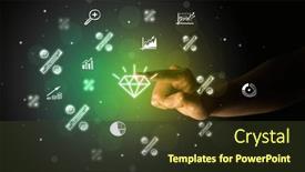  Presentation with multimedia - Theme having businessman-finger-touching-on-screen background and a tawny brown colored foreground