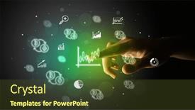  Presentation with multimedia - PPT theme having businessman-finger-touching-on-screen background and a tawny brown colored foreground