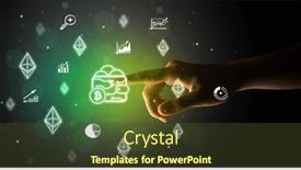  Presentation with multimedia - PPT theme with businessman-finger-touching-on-screen background and a tawny brown colored foreground