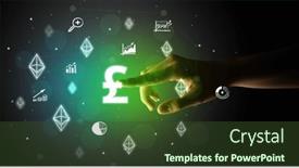  Presentation with multimedia - PPT theme enhanced with businessman-finger-touching-on-screen background and a tawny brown colored foreground