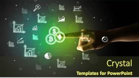  Presentation with multimedia - Presentation theme enhanced with businessman-finger-touching-on-screen background and a tawny brown colored foreground