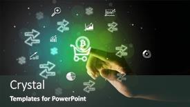  Presentation with multimedia - Slides having businessman-finger-touching-on-screen background and a dark gray colored foreground