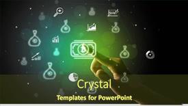  Presentation with multimedia - PPT theme enhanced with businessman-finger-touching-on-screen background and a tawny brown colored foreground