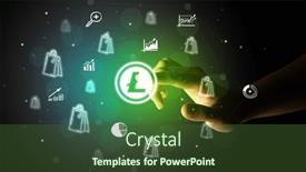  Presentation with multimedia - Slide set having businessman-finger-touching-on-screen background and a tawny brown colored foreground