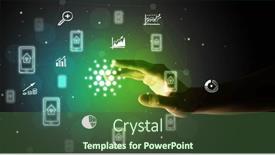  Presentation with multimedia - Theme enhanced with businessman-finger-touching-on-screen background and a ocean colored foreground