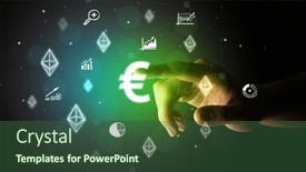  Presentation with multimedia - Presentation theme enhanced with businessman-finger-touching-on-screen background and a ocean colored foreground