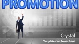  Presentation with promotion - Presentation theme featuring businessman flying in promotion concept background and a  colored foreground