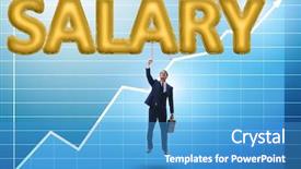  Presentation with salary - Presentation design enhanced with businessman flying in salary concept background and a teal colored foreground