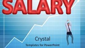  Presentation with salary - Presentation enhanced with businessman flying in salary concept background and a light blue colored foreground