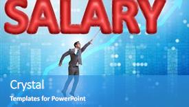  Presentation with salary - Slide deck having businessman flying in salary concept background and a teal colored foreground