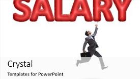  Presentation with salary - Beautiful theme featuring businessman flying in salary concept backdrop and a white colored foreground