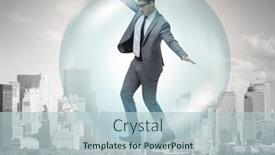  Presentation with bubble - PPT layouts with currency devaluation - businessman flying inside the bubble background and a lemonade colored foreground