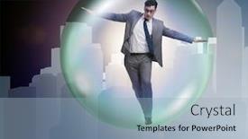  Presentation with bubble - Presentation design having speculation - businessman flying inside the bubble background and a light blue colored foreground