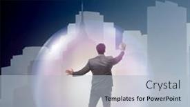  Presentation with bubble - Slide set enhanced with businessman-flying-inside-the-bubble background and a light blue colored foreground