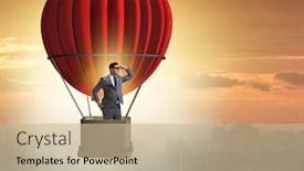  Presentation with challenge - Slides with businessman-flying-on-balloon background and a soft green colored foreground