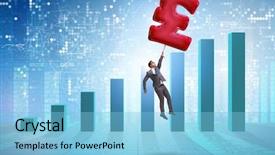  Presentation with british - Presentation featuring businessman flying on british pound background and a light blue colored foreground