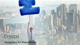  Presentation with transportation air balloon flying - Beautiful slide set featuring businessman flying on british pound sign inflatable balloon backdrop and a light gray colored foreground