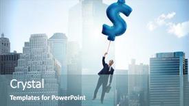  Presentation with dollar sign - Audience pleasing slides consisting of businessman flying on dollar sign backdrop and a seafoam green colored foreground