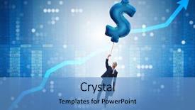  Presentation with gold dollar sign - Beautiful theme featuring businessman flying on dollar sign backdrop and a  colored foreground