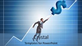  Presentation with dollar sign - Colorful slide deck enhanced with businessman flying on dollar sign backdrop and a  colored foreground