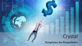  Presentation with dollar sign - Amazing slides having businessman flying on dollar sign backdrop and a  colored foreground