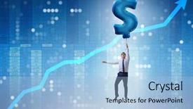  Presentation with gold dollar sign - Colorful theme enhanced with businessman flying on dollar sign backdrop and a  colored foreground