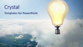  Presentation with balloon - Audience pleasing slide deck consisting of job promotion - businessman flying on hot balloon backdrop and a sky blue colored foreground