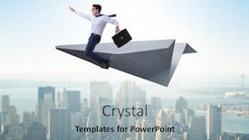  Presentation with plane - Beautiful PPT layouts featuring businessman-flying-on-paper-plane backdrop and a light gray colored foreground