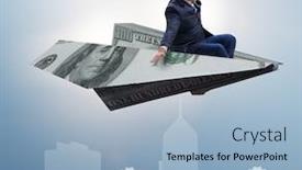  Presentation with plane - Theme with businessman-flying-on-paper-plane background and a light blue colored foreground