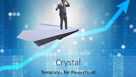  Presentation with plane - Presentation design featuring businessman-flying-on-paper-plane background and a light blue colored foreground