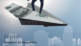  Presentation with plane - Slide deck featuring businessman-flying-on-paper-plane background and a light blue colored foreground