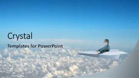  Presentation with plane flying in everest - Amazing presentation theme having businessman flying on paper plane backdrop and a light blue colored foreground