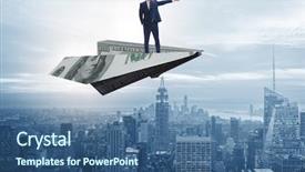  Presentation with plane flying in everest - Amazing presentation having businessman flying on paper plane backdrop and a ocean colored foreground